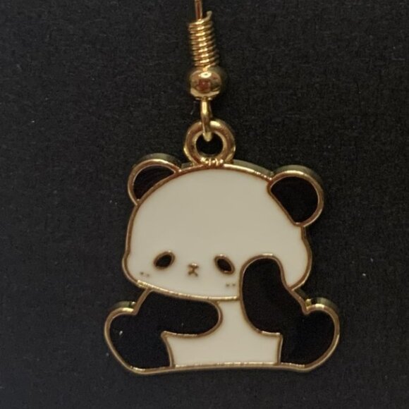 Panda Earring, Panda Bear Jewelry, Gift, Panda Jewelry, Silly Animal Earring - Picture 3 of 9